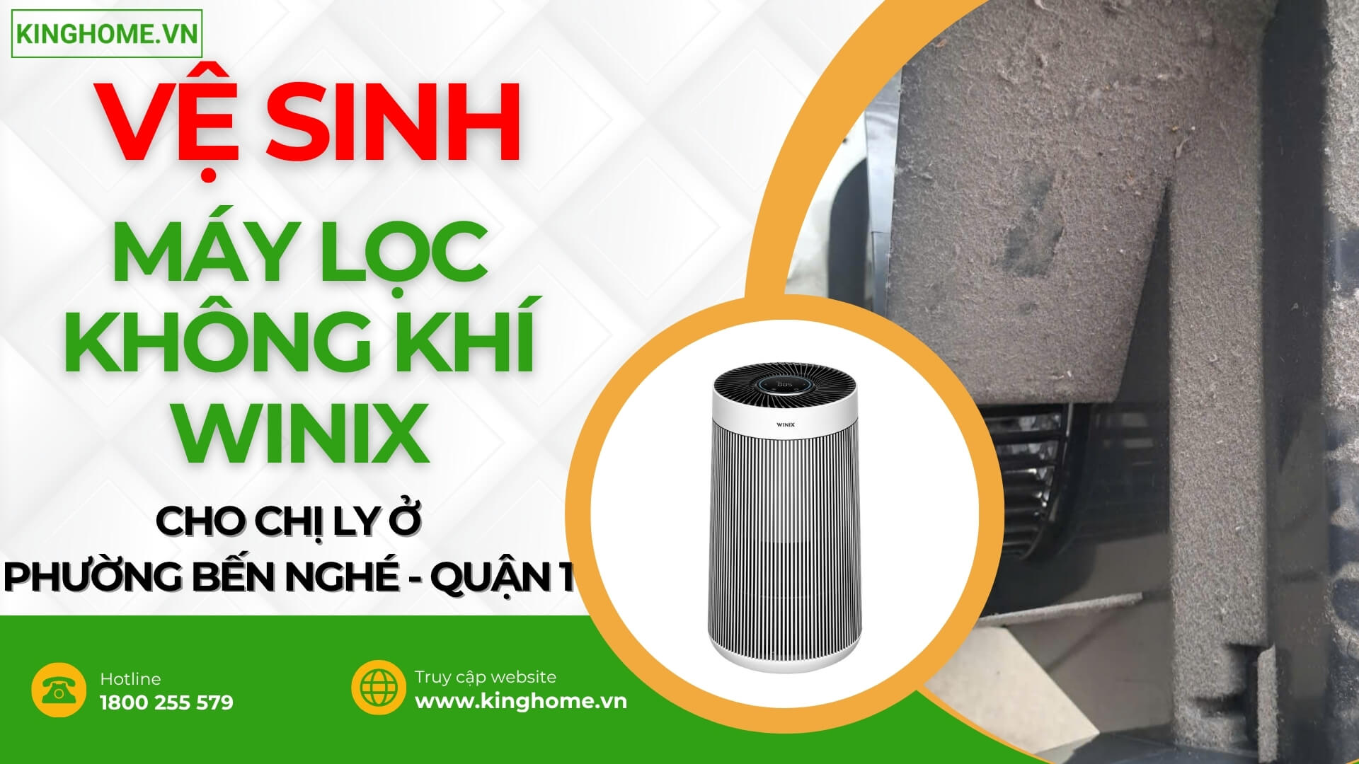 Vệ sinh máy lọc không khí Winix cho chị Ly ở Phường Bến Nghé - Quận 1, TPHCM sau một thời gian sử dụng máy bị bám bẩn